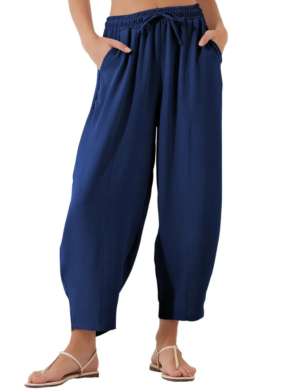 Full Size Drawstring Cropped Jogger Pants Plus Size