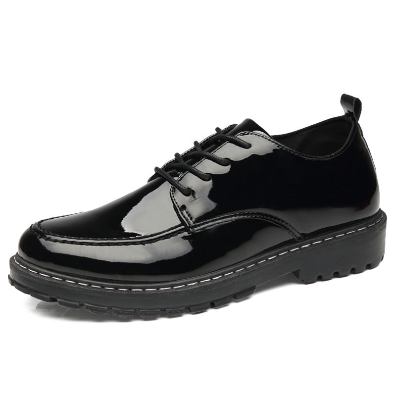 thick-soled black leather shoes