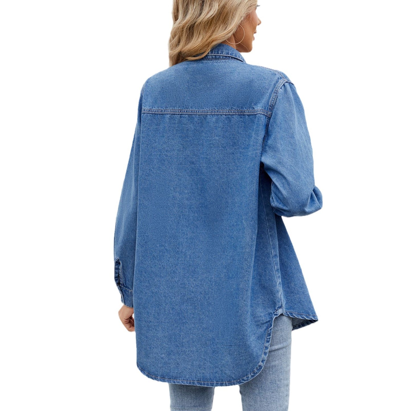 Close-up of button front and collar