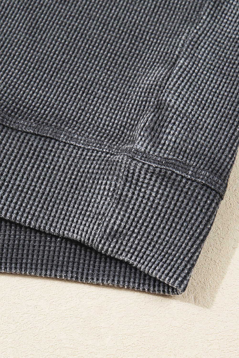 Dark Grey Knit Plain Long Sleeve Loose Top