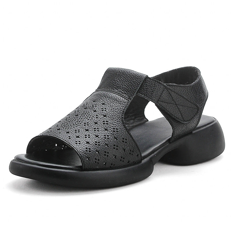 Side view of thick sole leather shoes