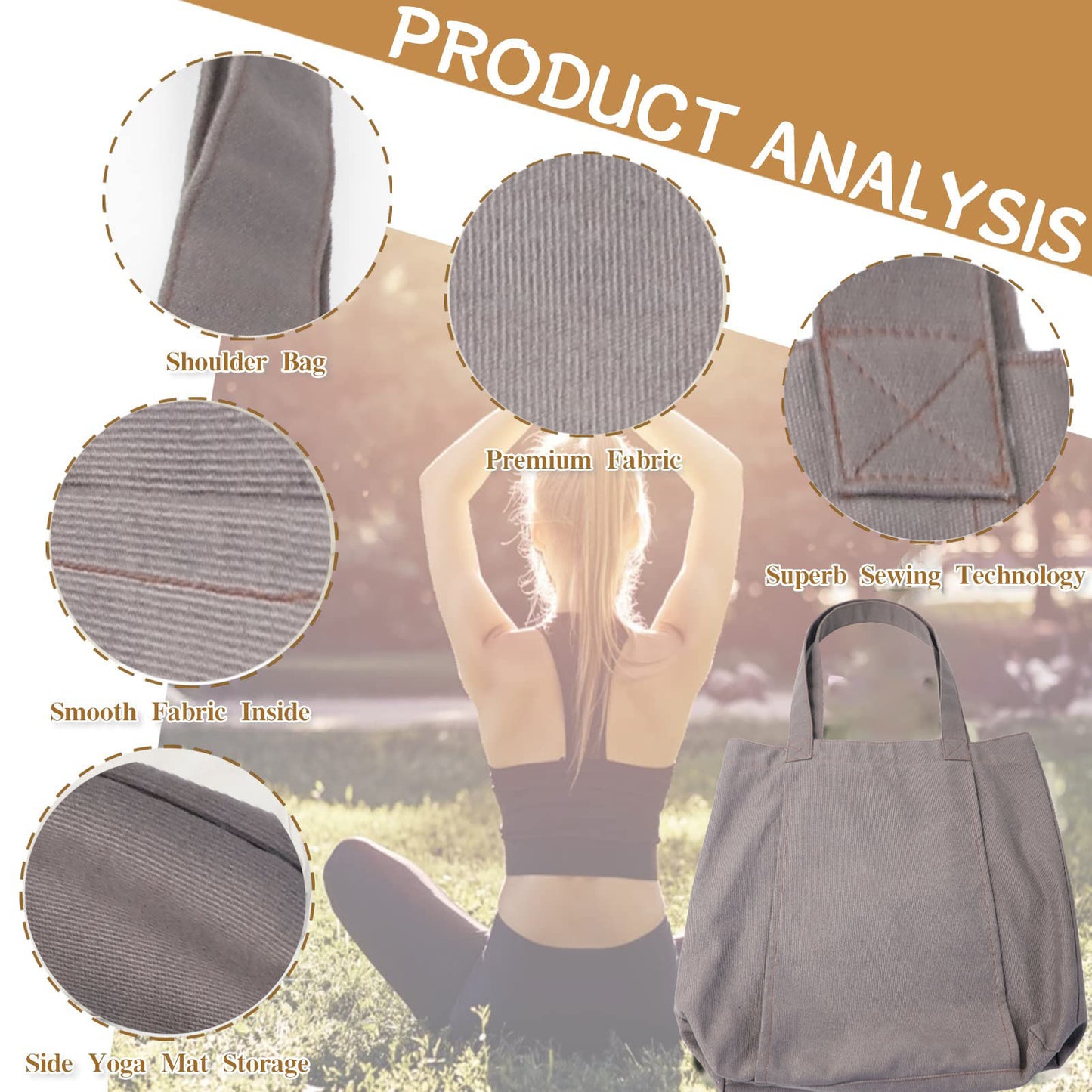 Side view of Pilates mat carry tote