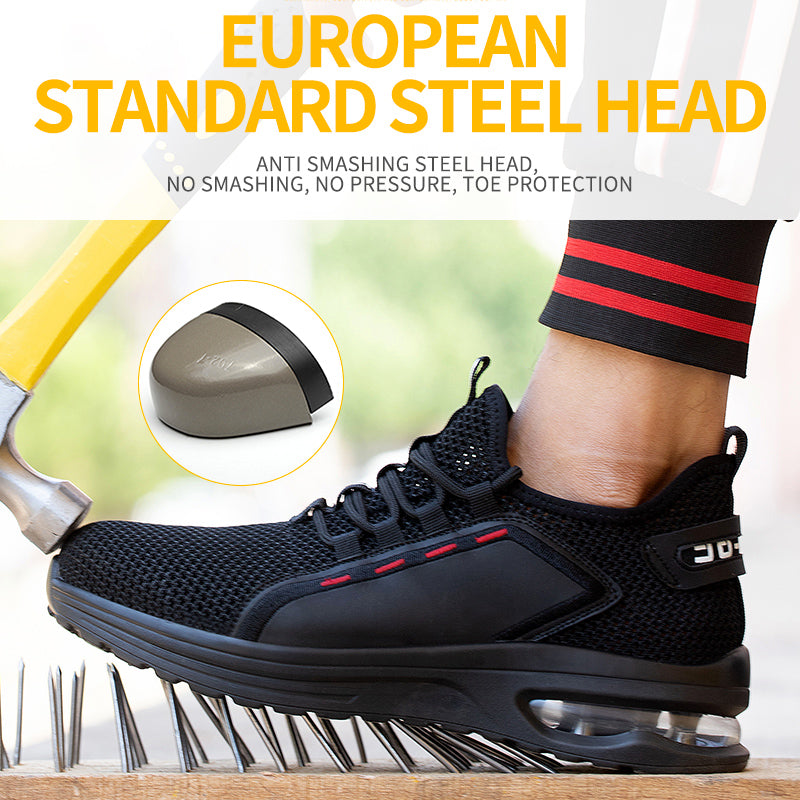 Breathable steel toe work shoes