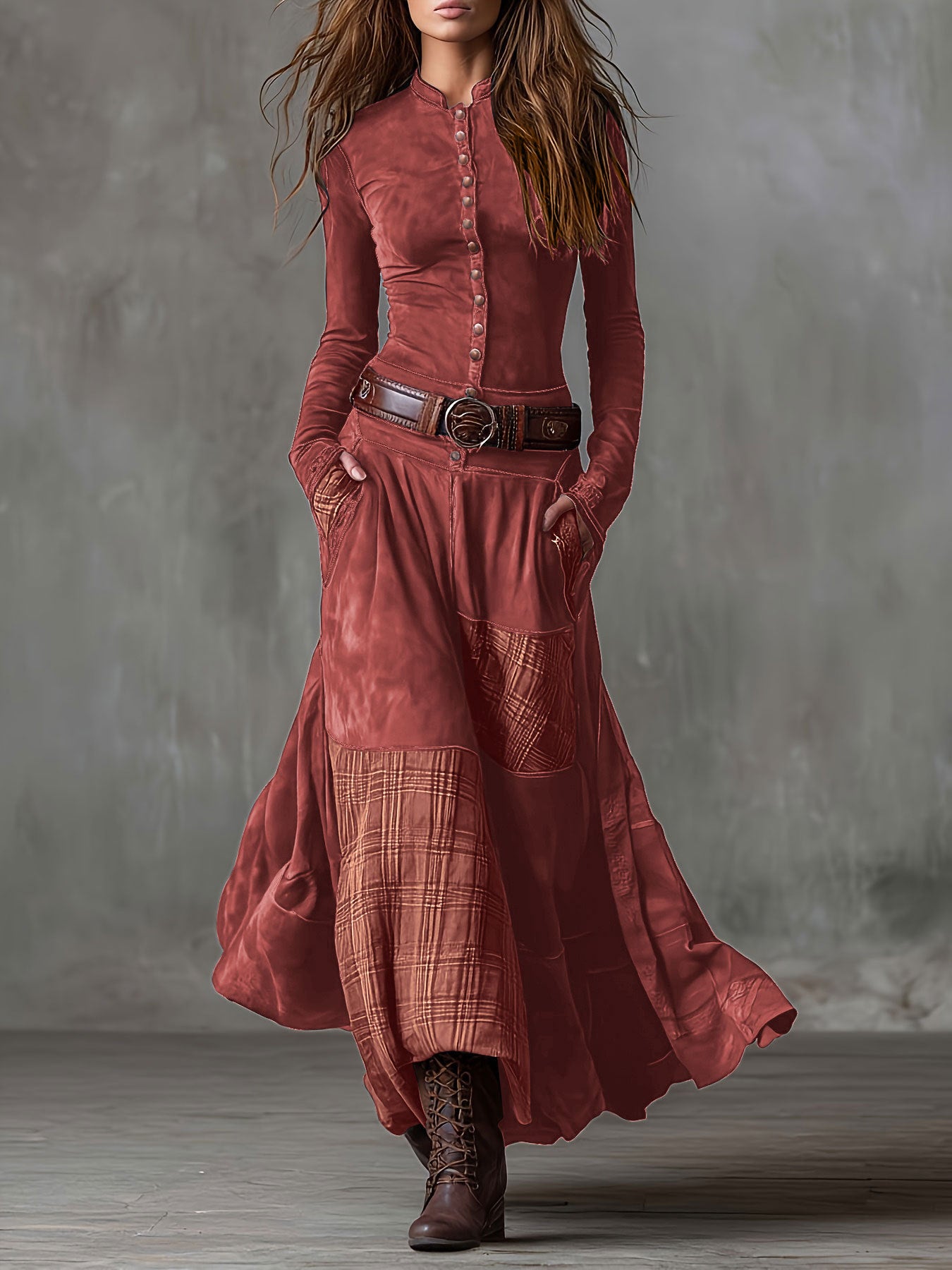 The 'Heritage' Plaid Patchwork Velvet Dress