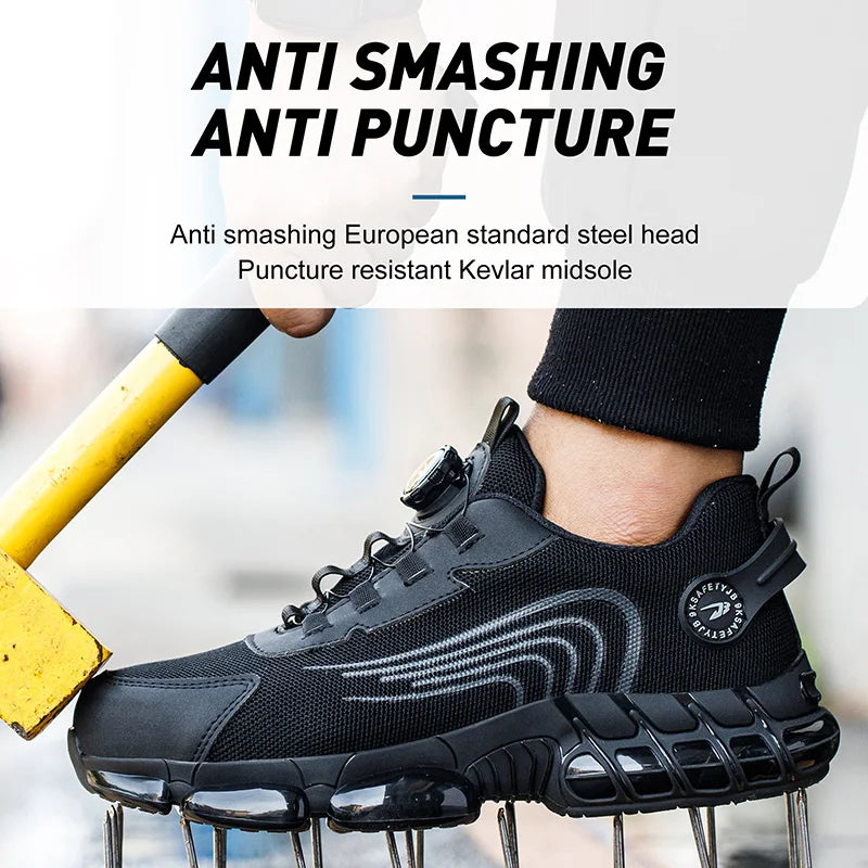 Men’s Steel Toe Safety Shoes – Lightweight, Breathable, Anti-Smashing & Puncture-Proof Summer Work Shoes