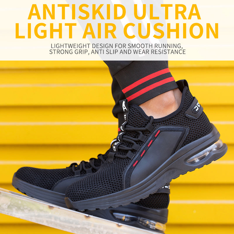 Black work sneakers with steel toe