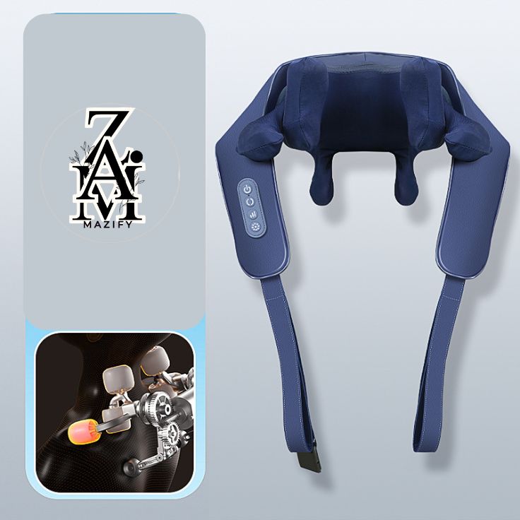 Woman using 8D cordless neck and shoulder massager with heat therapy