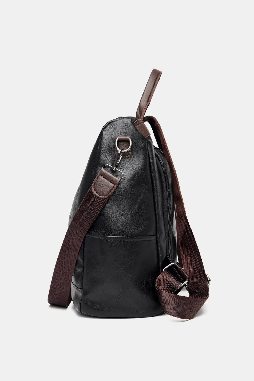 Black close up synthetic leather backpack
