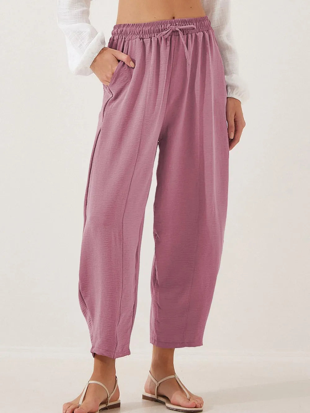Full Size Drawstring Cropped Jogger Pants Plus Size