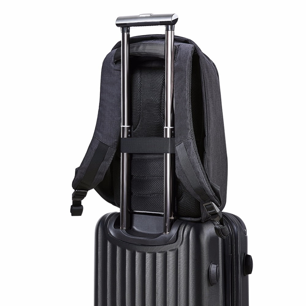 Front view of black waterproof laptop bag