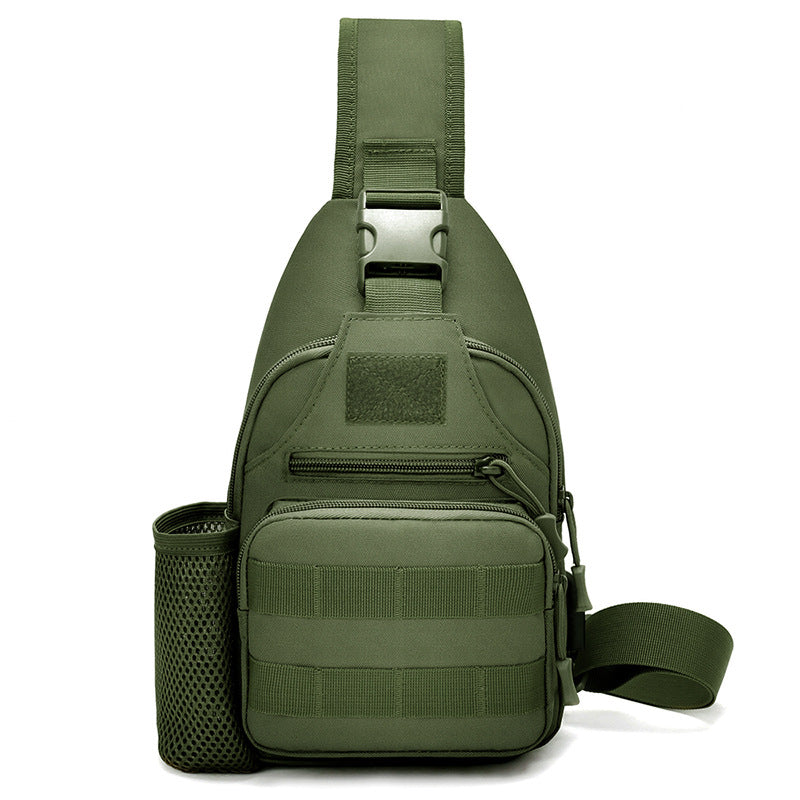 Khaki-colored tactical sling bag for travel, hiking, or everyday carry