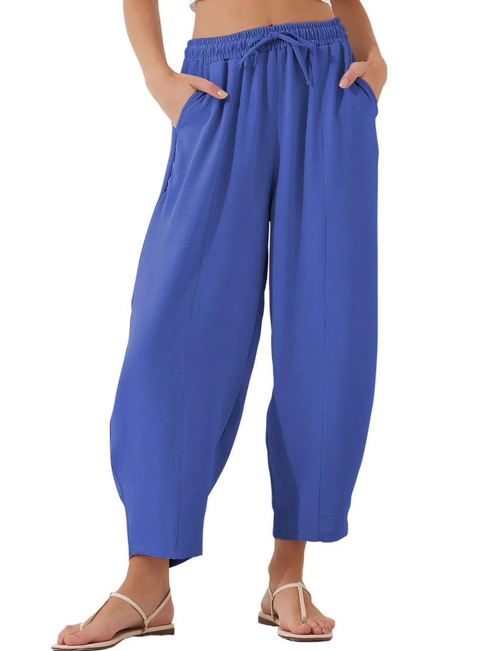 Full Size Drawstring Cropped Jogger Pants Plus Size
