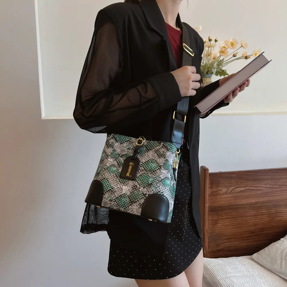 leather snakeskin mini bag