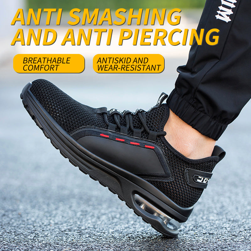 Flying woven upper steel toe shoes
