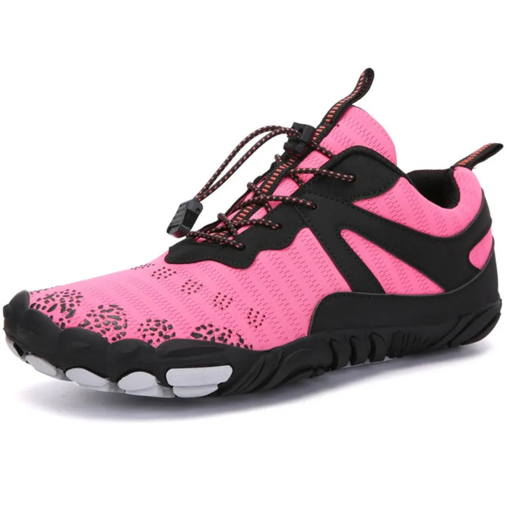 Running shoes with breathable lock laces