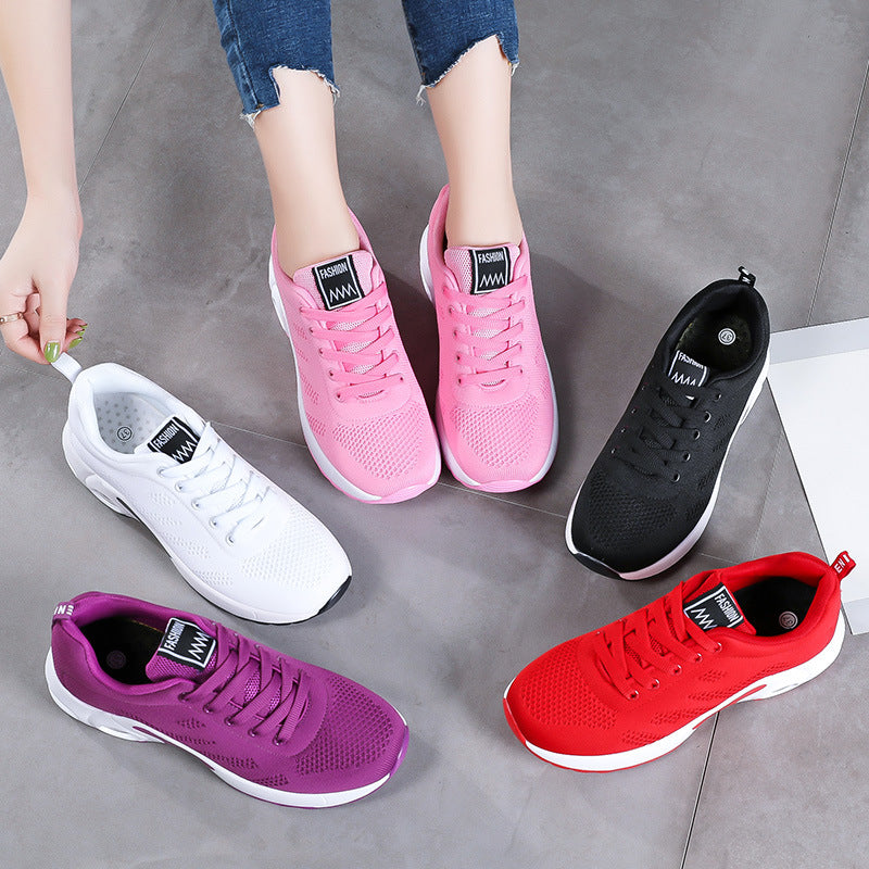 Breathable Flyknit Sports & Casual Shoes for Women – Soft Sole, Air Cushion, Trendy Design
