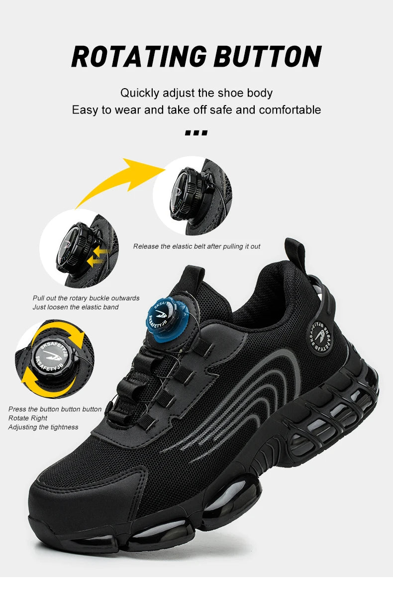 Men’s Steel Toe Safety Shoes – Lightweight, Breathable, Anti-Smashing & Puncture-Proof Summer Work Shoes
