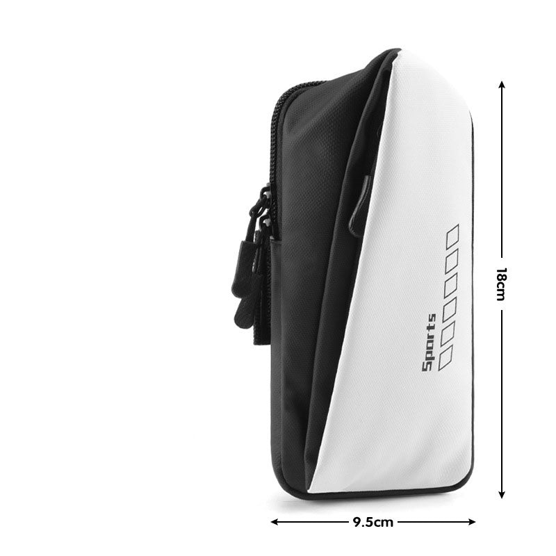 Close-up of phone inside running arm bag