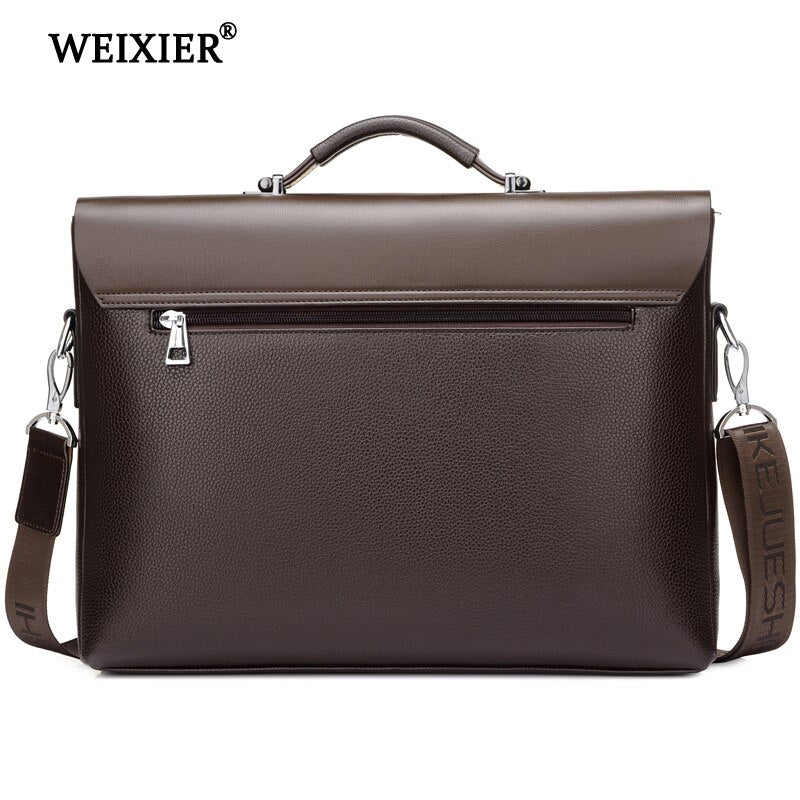 brown synthetic leather laptop bag