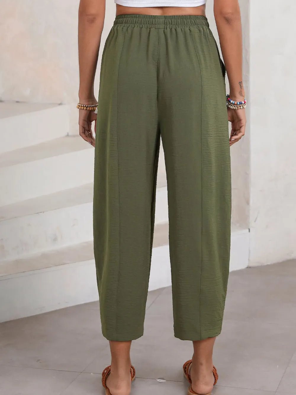 Full Size Drawstring Cropped Jogger Pants Plus Size