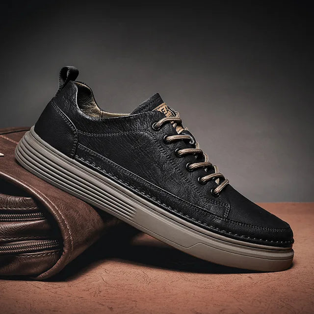 men’s flat sole leather footwear