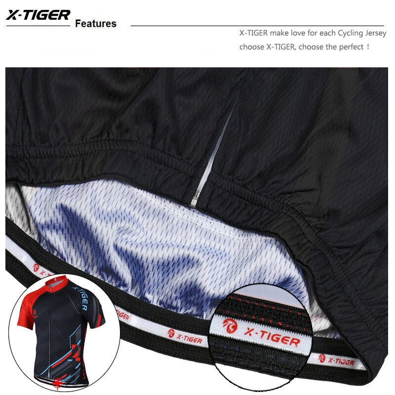 X-TIGER Summer Cycling Jersey Breathable MTB Bike Clothes Short Sleeve Mountain Bicycle Clothing Cycling Uniform For Men