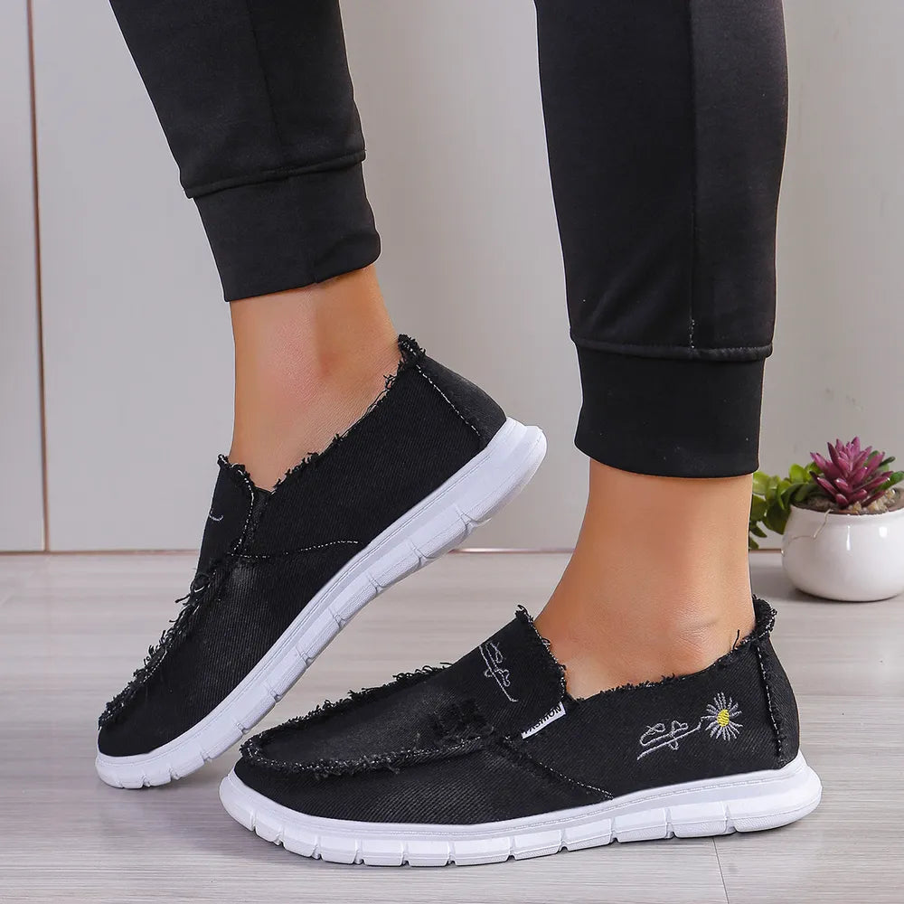 Side view of round toe flats
