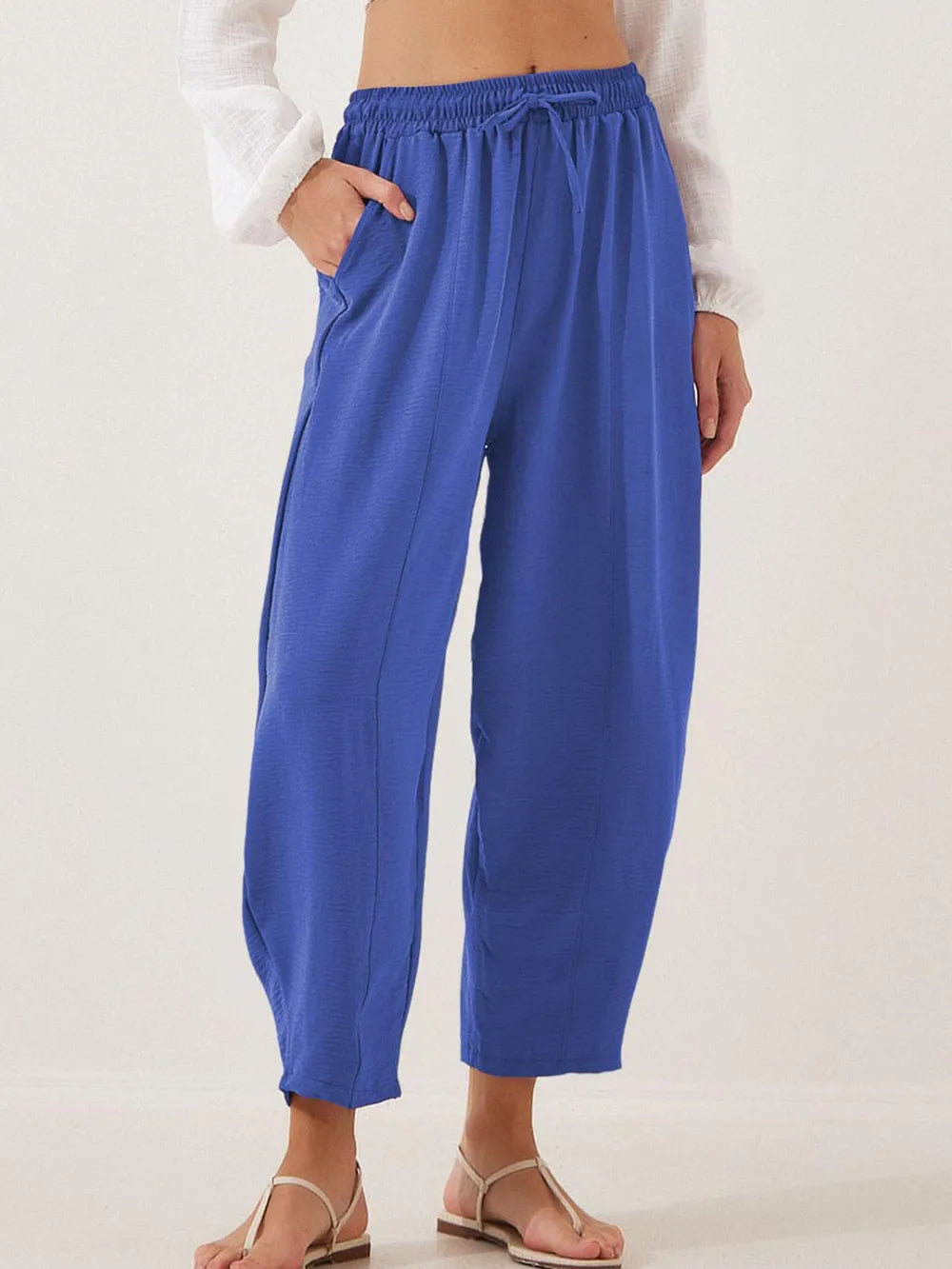 Full Size Drawstring Cropped Jogger Pants Plus Size
