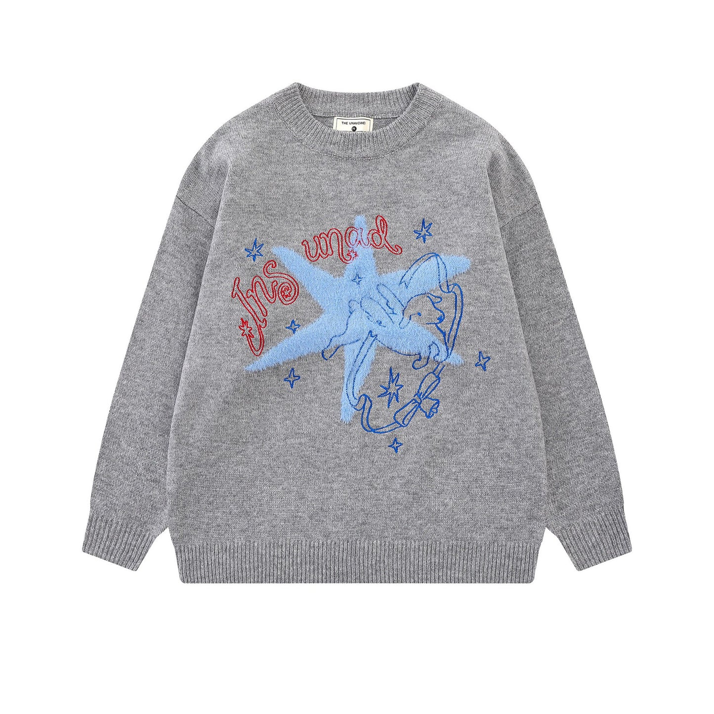 Starfish pattern embroidered sweater
