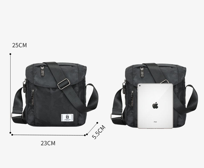 Compact men’s sling bag side view