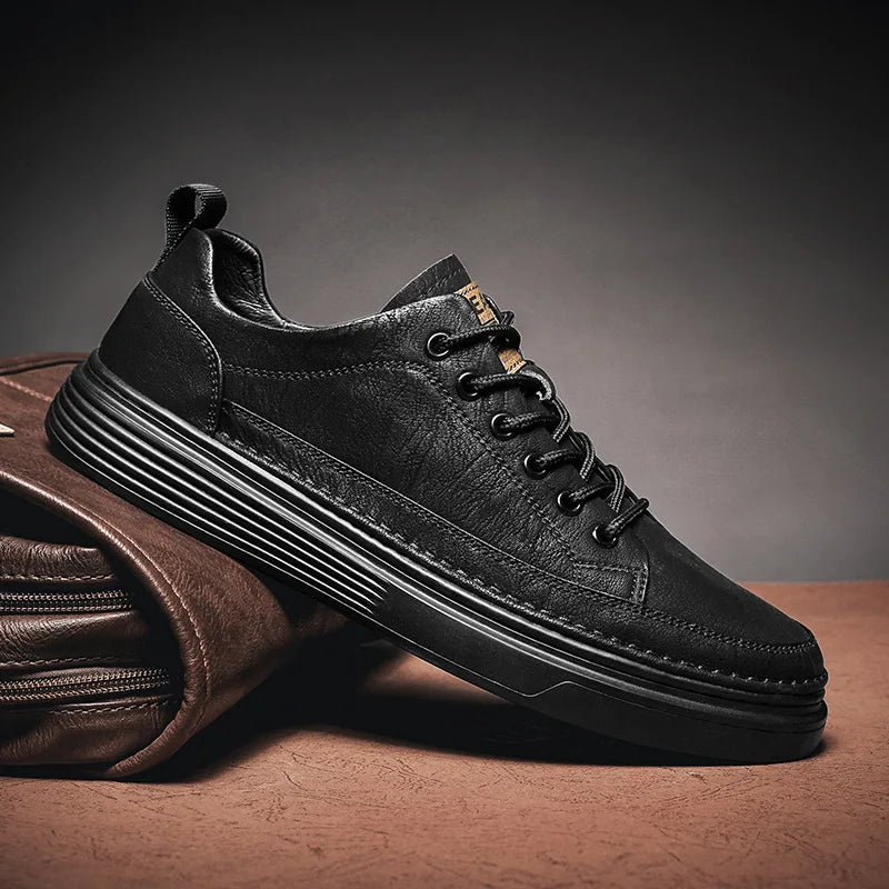 brown leather lace-up shoes for men