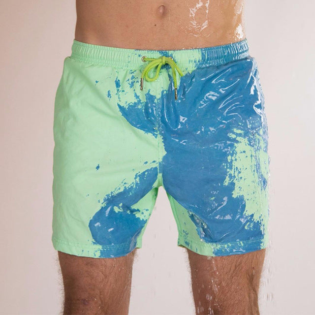 Men Beach Short Change Color Beach Pant for Boy Quick Dry High Temperature Discoloration Male Running Gym Summer Swimming Shorts