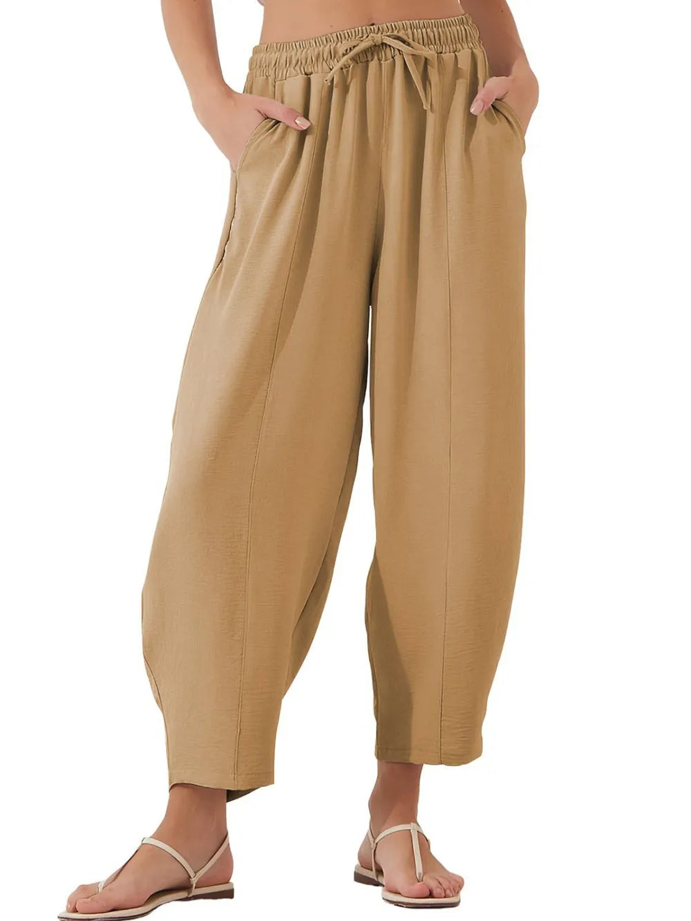 Full Size Drawstring Cropped Jogger Pants Plus Size