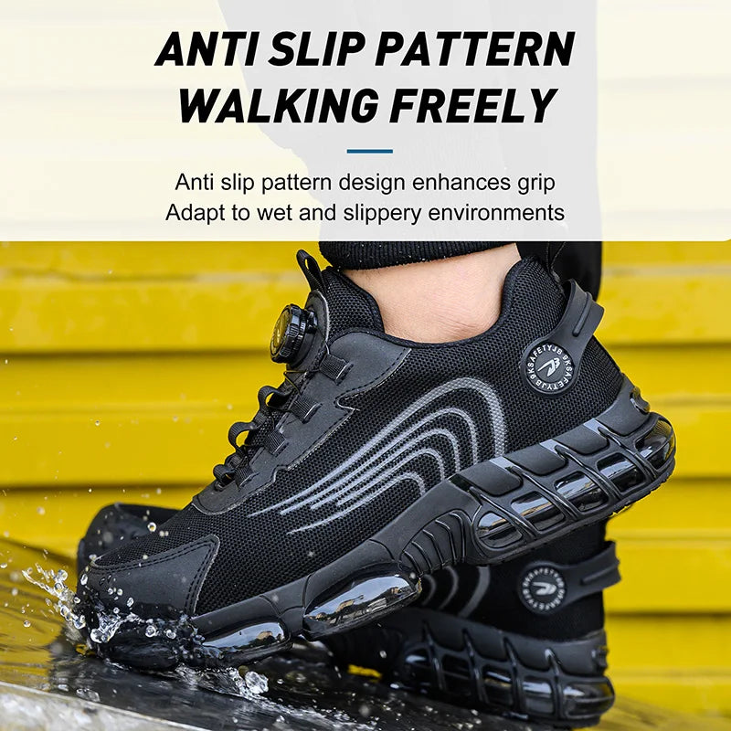 Men’s Steel Toe Safety Shoes – Lightweight, Breathable, Anti-Smashing & Puncture-Proof Summer Work Shoes