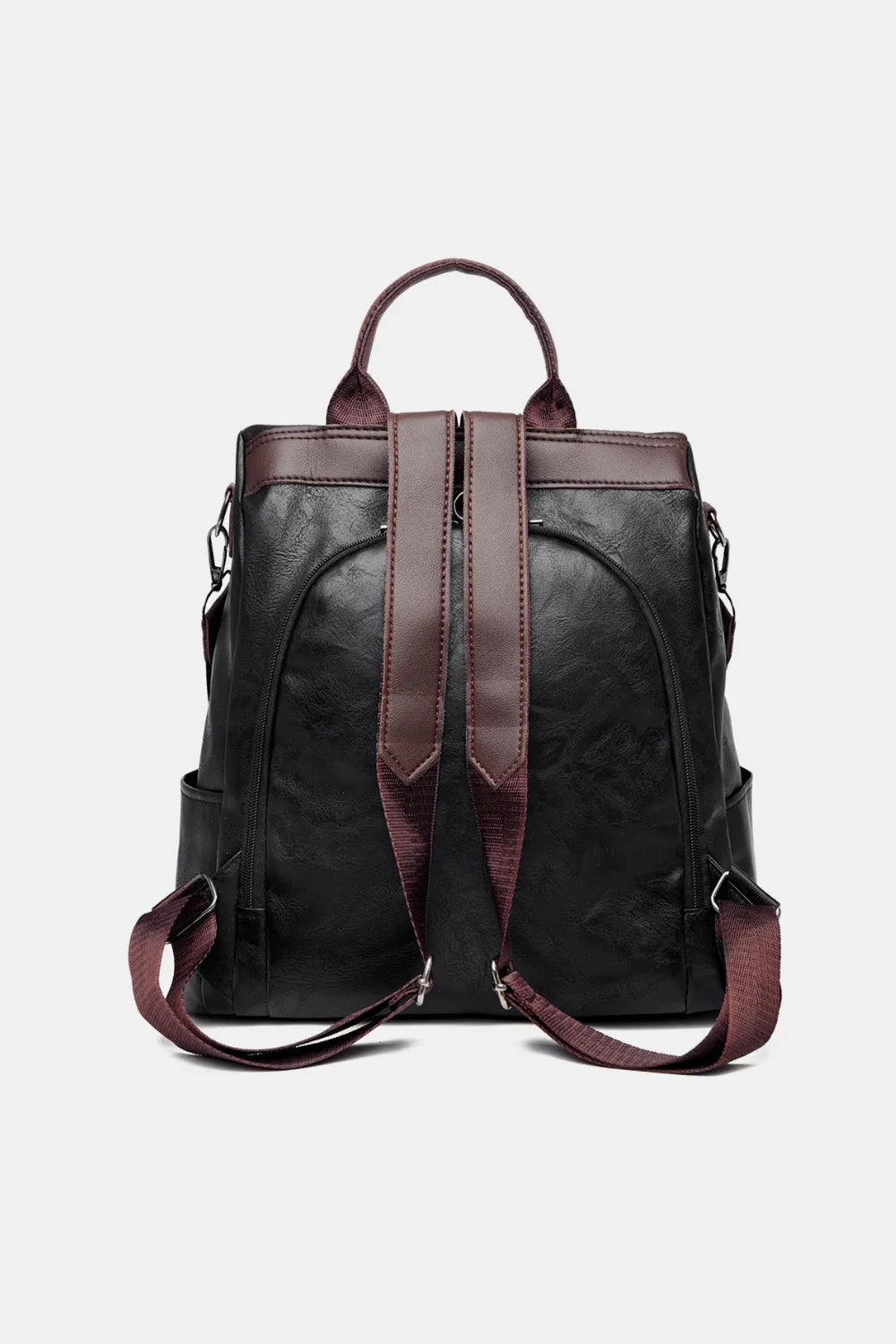 black synthetic leather backpack