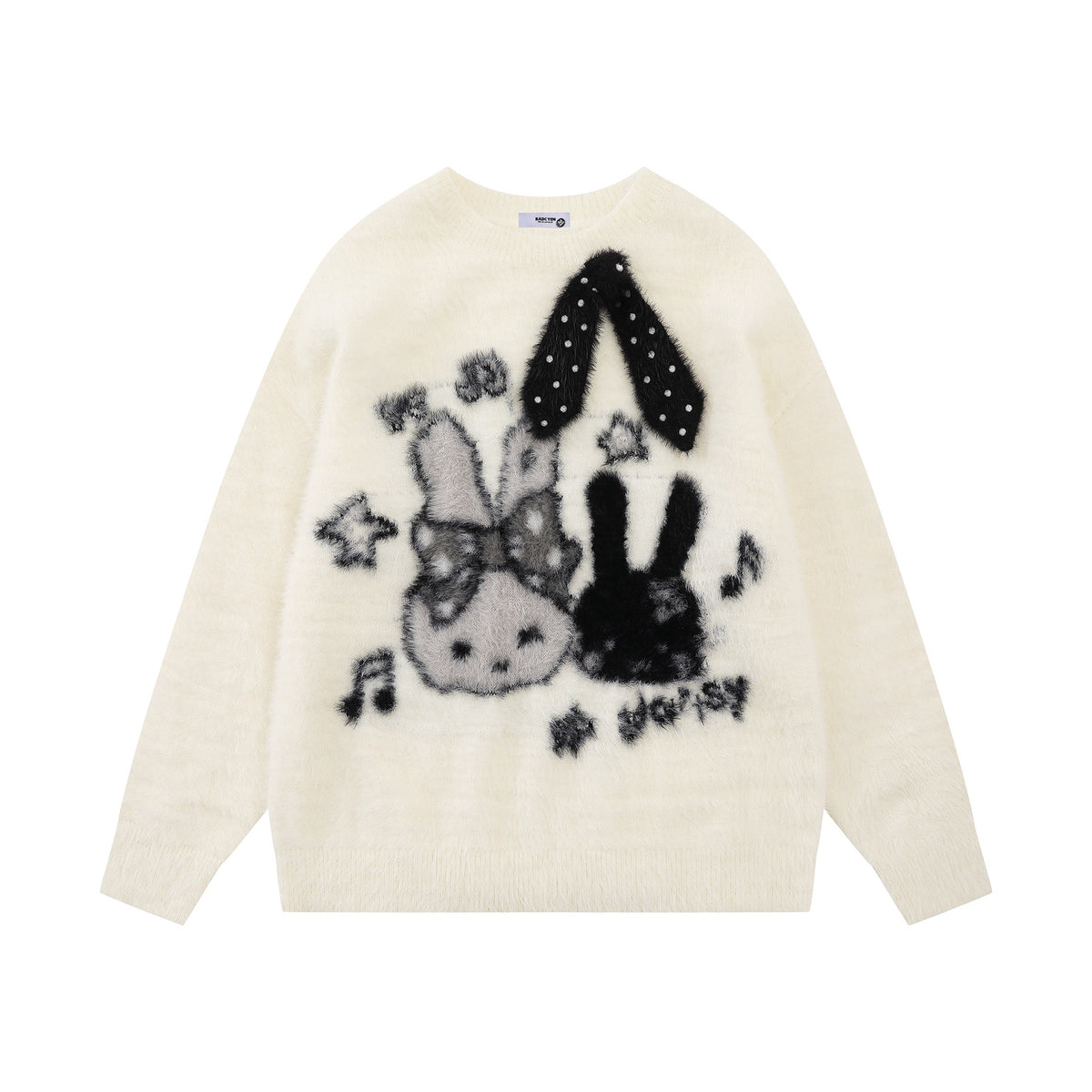 Color blocked rabbit jacquard design sweater