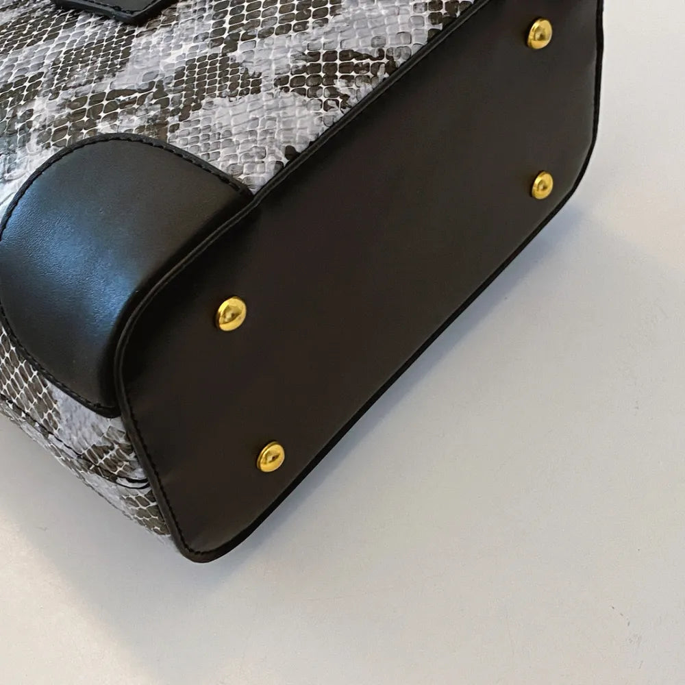 Side view snakeskin handbag