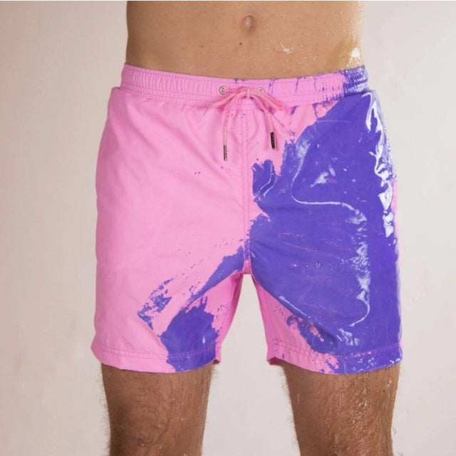 Men Beach Short Change Color Beach Pant for Boy Quick Dry High Temperature Discoloration Male Running Gym Summer Swimming Shorts