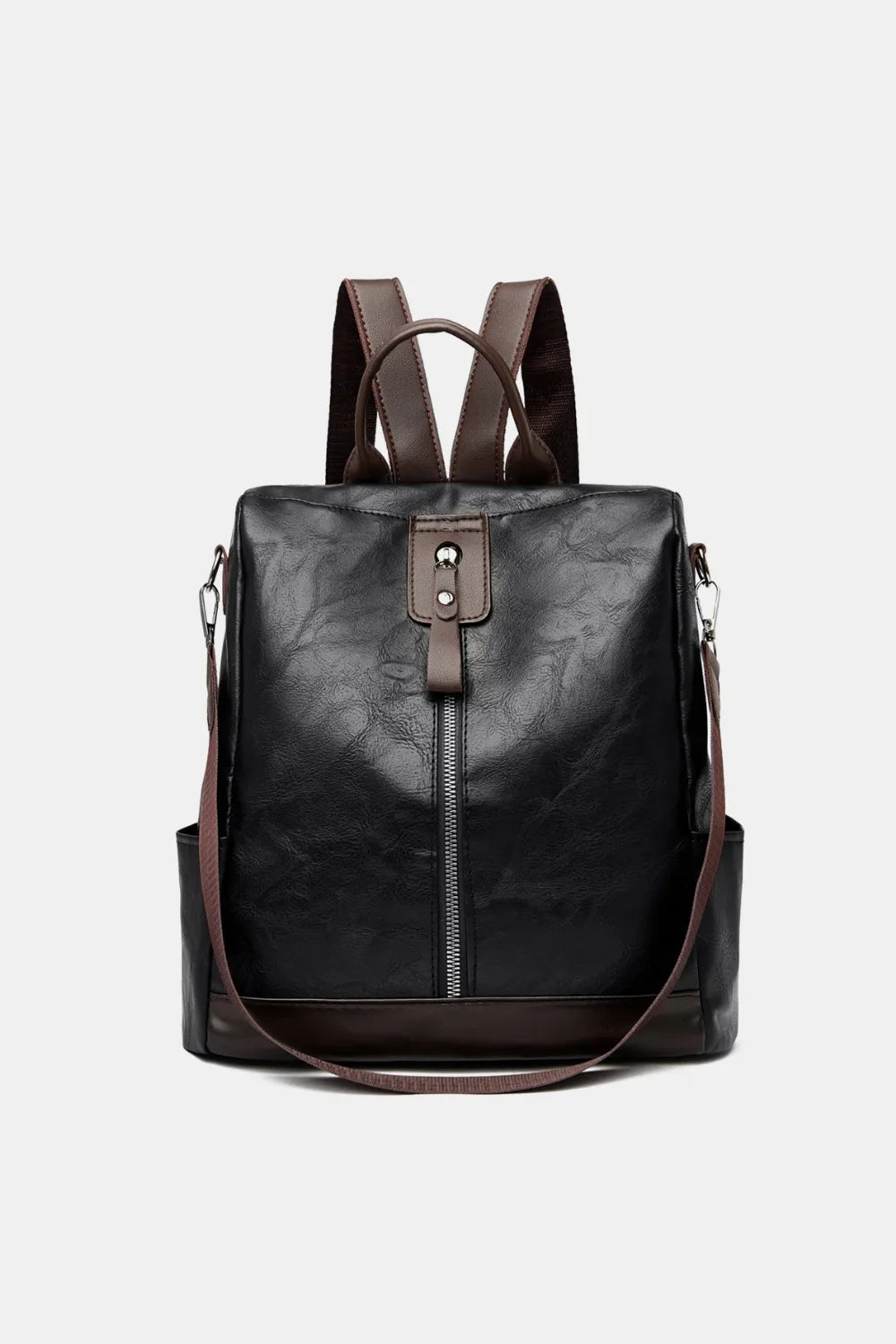 Brown synthetic leather backpack