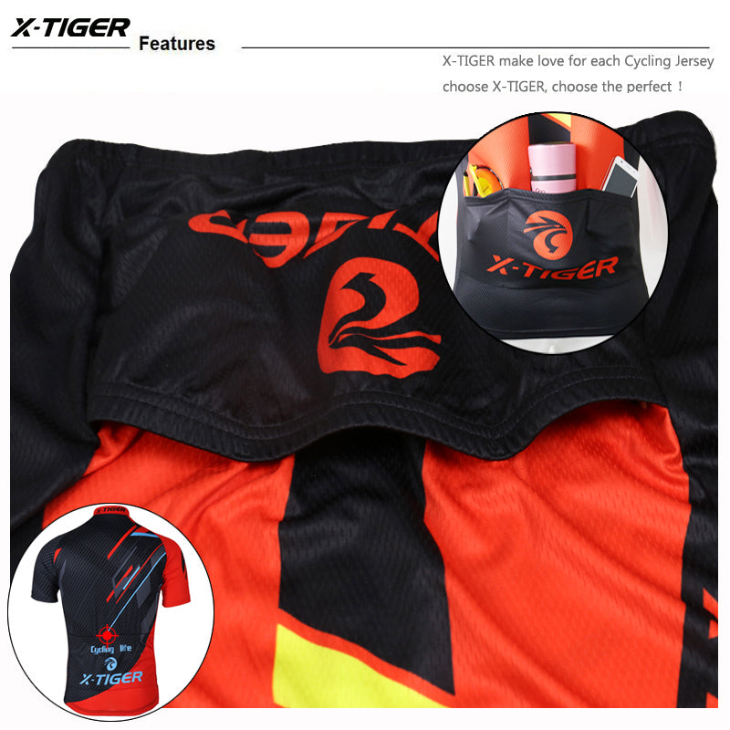 X-TIGER Summer Cycling Jersey Breathable MTB Bike Clothes Short Sleeve Mountain Bicycle Clothing Cycling Uniform For Men