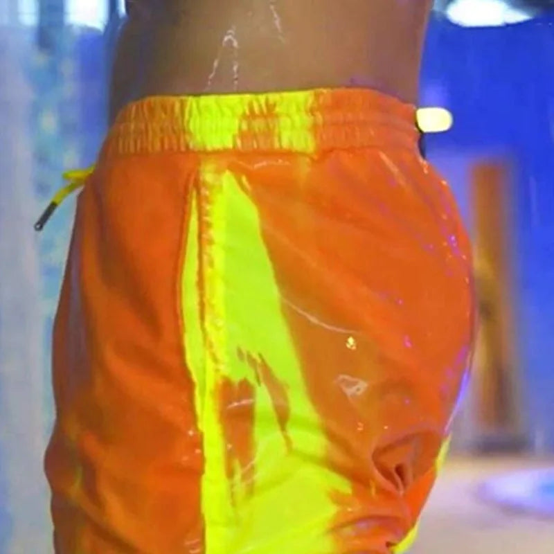 Men Beach Short Change Color Beach Pant for Boy Quick Dry High Temperature Discoloration Male Running Gym Summer Swimming Shorts
