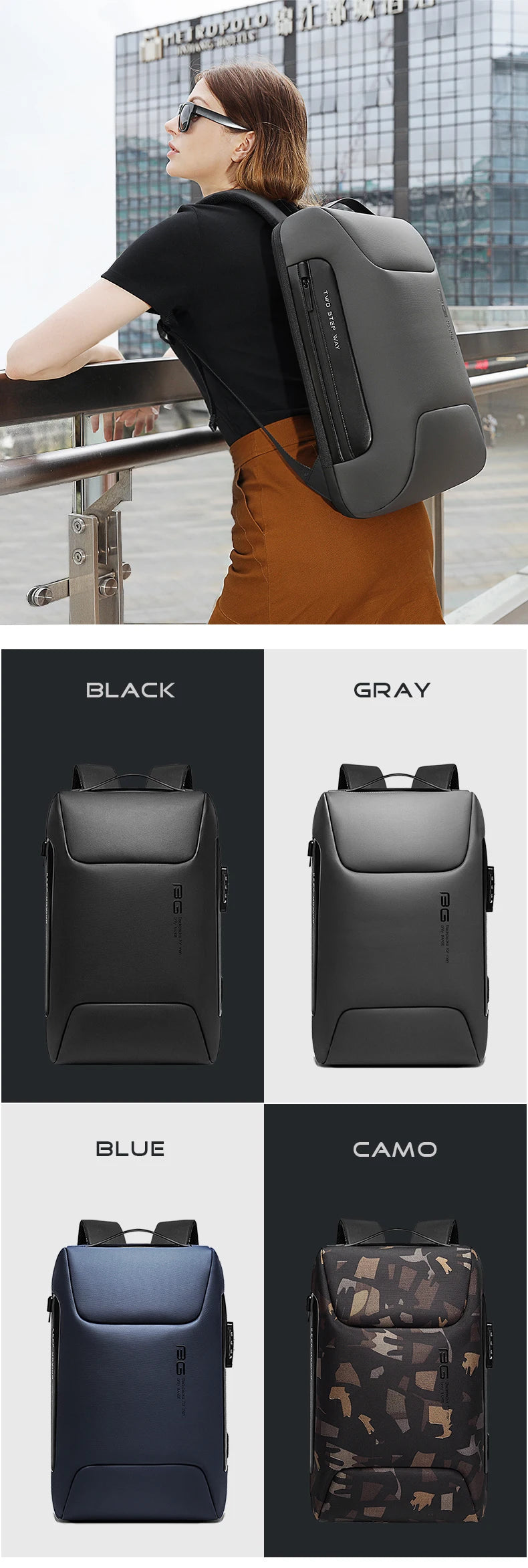 Travel-ready BANGE laptop backpack