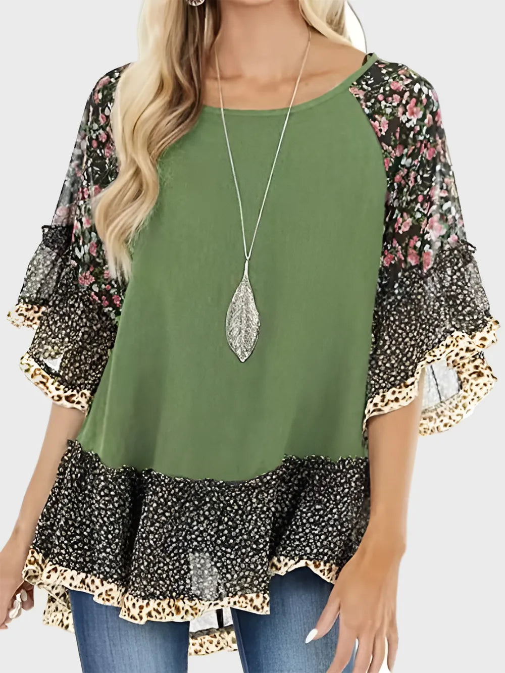 Full size blouse on model