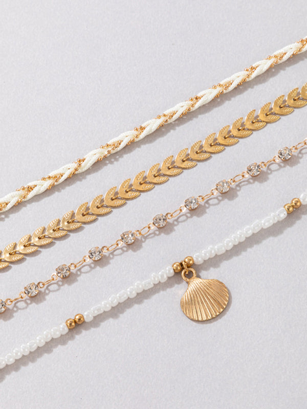 The Wanderlust Layered Shell & Bead Anklet