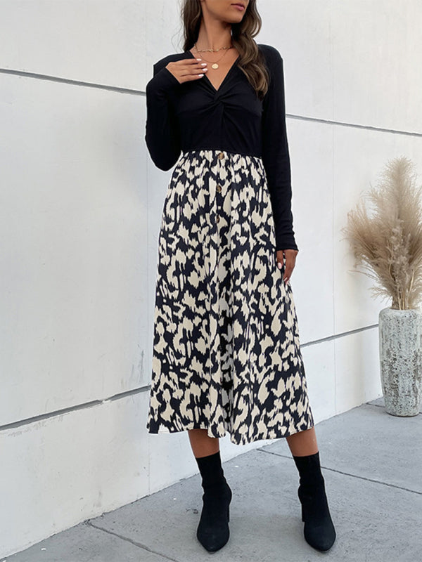 The 'Elena' Twist-Front Color Block Dress