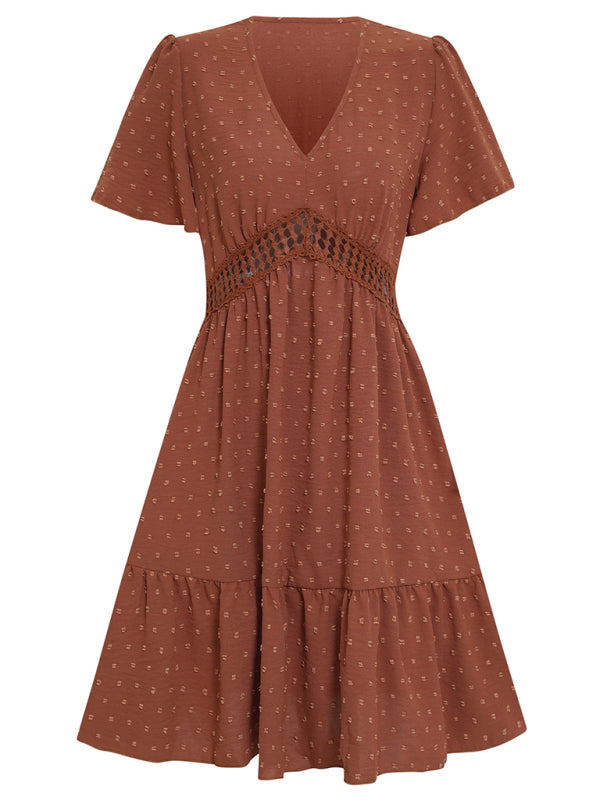 The 'Serena' Lace Detail Ruffle Sleeve Dress