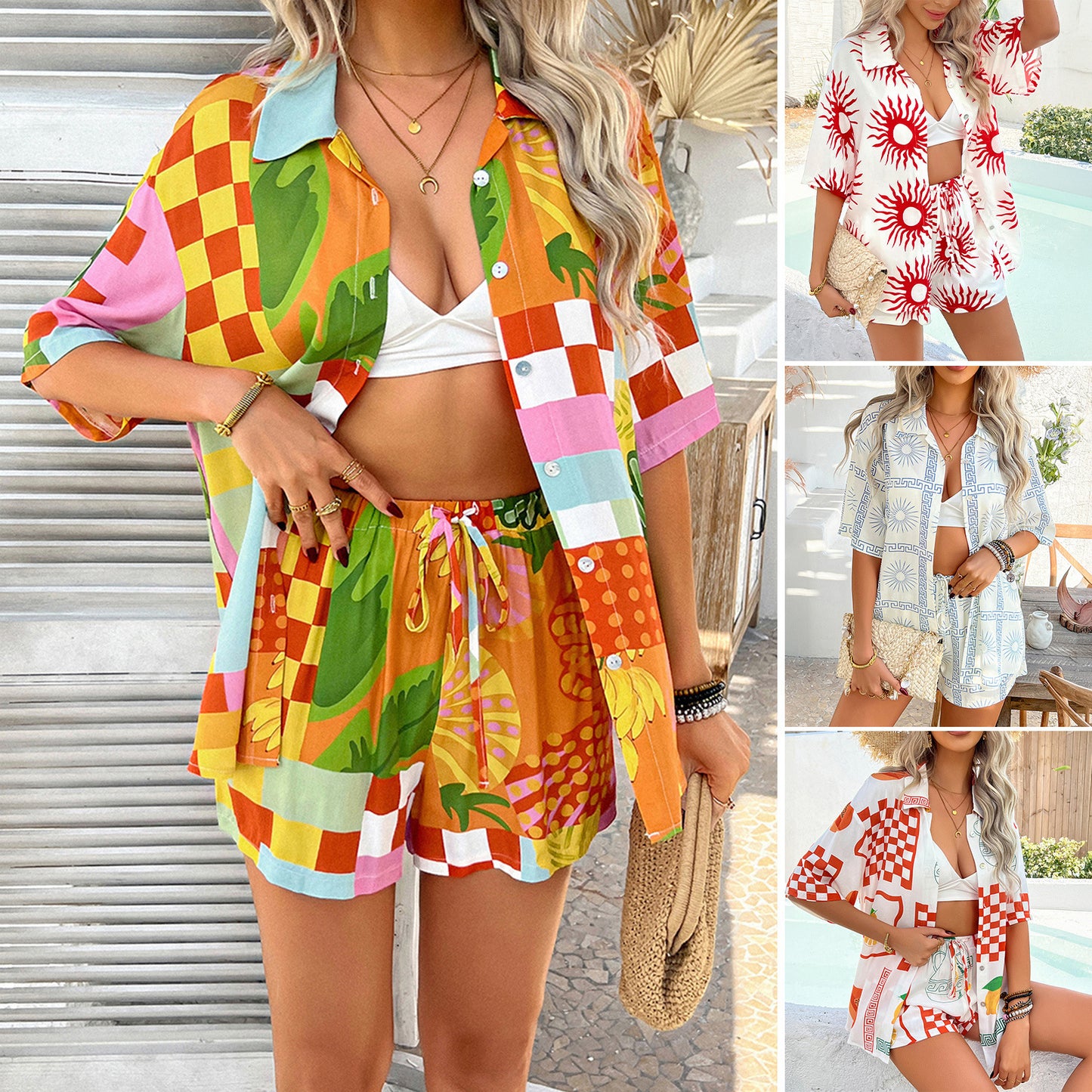 Lightweight summer loungewear with fruit prints