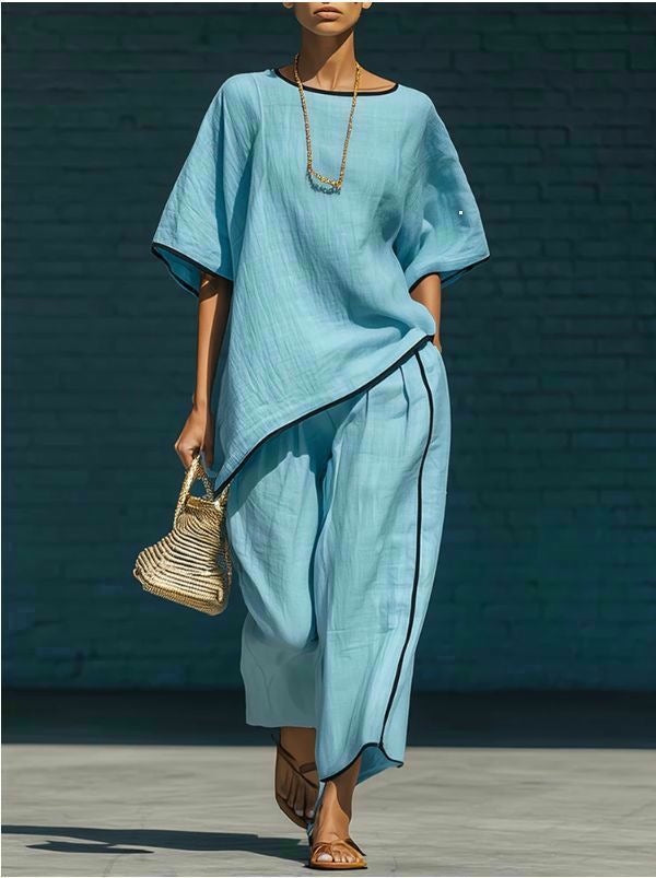 Casual Resort-Style Fashionable Loose Two-Piece Set For Women