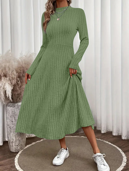 Solid color round neck jumpsuit long skirt