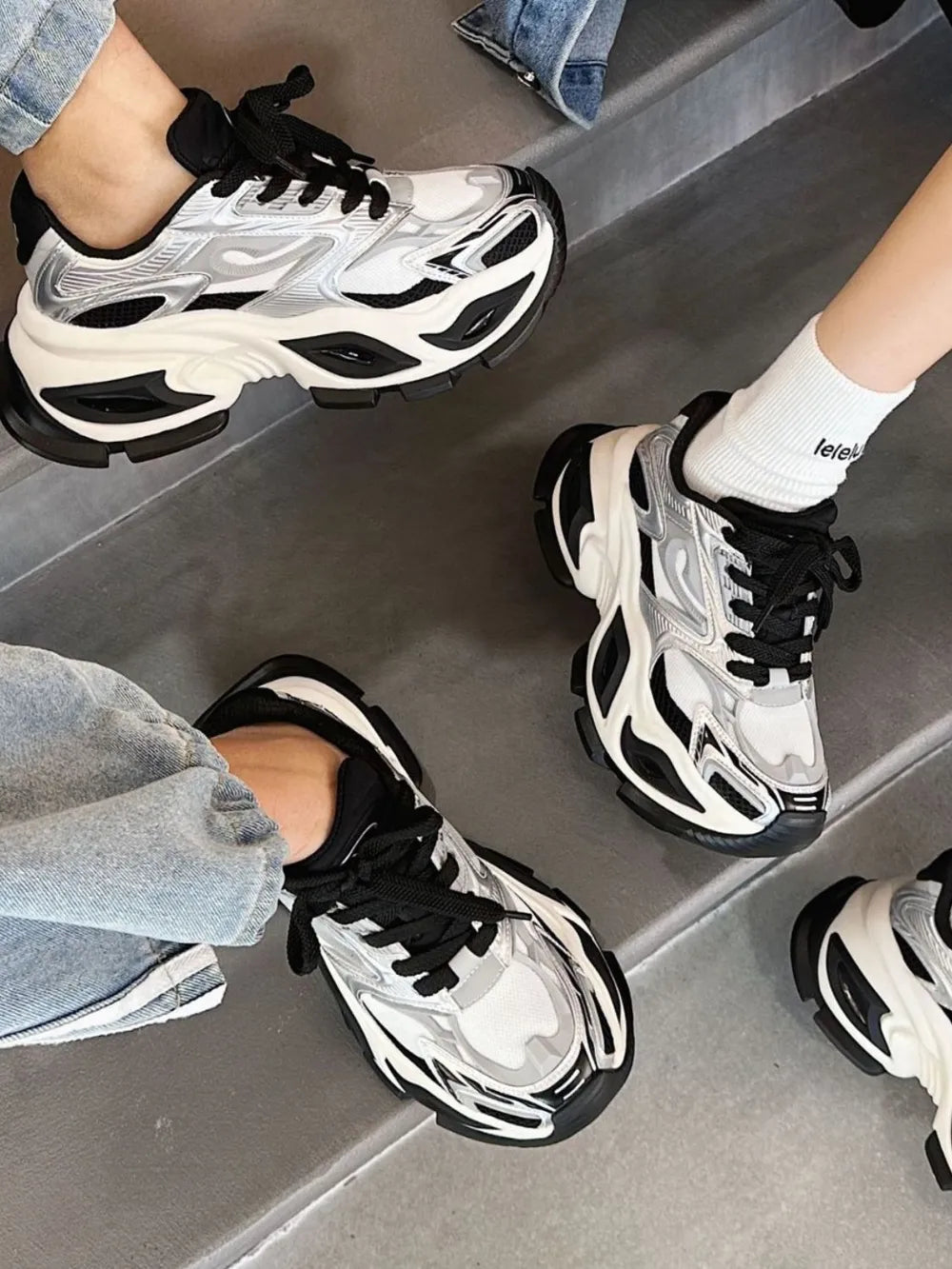 Casual street style sneakers on model


